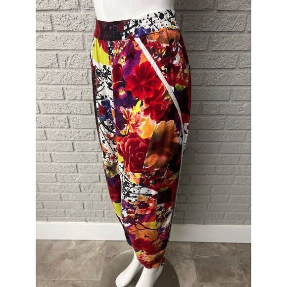 Bongo Multi Color Floral Side Slit Pant Size XL - Picture 6 of 11